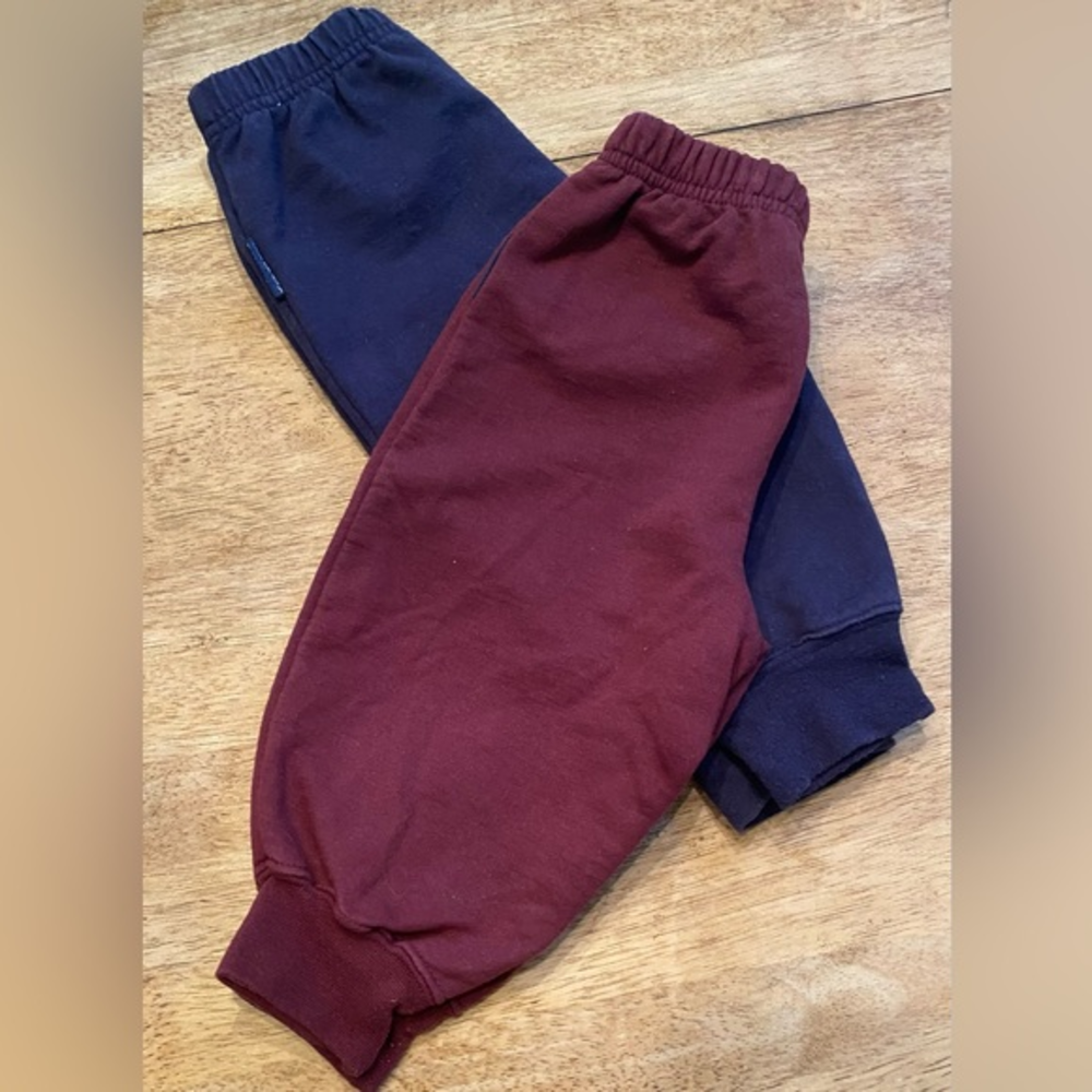Vintage Old Navy 6-12 Months (M) 100% Cotton Maroon‎ & Navy Joggers (Lot of 2)